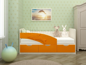 Дельфин-3 Кровать детская 3 ящика без ручек 1.8 Оранжевый глянец в Жуланке - zhulanka.mebel54.com | фото