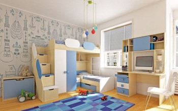 Детская комната Скай (Синий/Белый/корпус Клен) в Жуланке - zhulanka.mebel54.com | фото