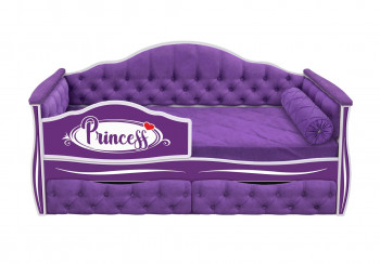 Кровать 160 серии Иллюзия 2 ящика 32 Фиолетовый (мягкие боковые накладки/подушка валик) в Жуланке - zhulanka.mebel54.com | фото