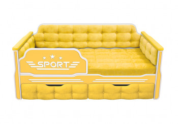Кровать 160 серии Спорт 2 ящика 74 Жёлтый (мягкие боковые накладки) в Жуланке - zhulanka.mebel54.com | фото