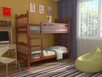 Кровать двухъярусная Соня из массива сосны 800*1890 Орех в Жуланке - zhulanka.mebel54.com | фото
