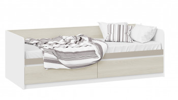 Кровать «Сканди» с 2 ящиками Дуб Гарден/Белый/Глиняный серый в Жуланке - zhulanka.mebel54.com | фото
