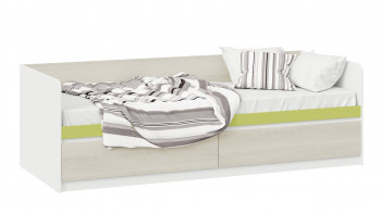 Кровать «Сканди» с 2 ящиками Дуб Гарден/Белый/Зеленый в Жуланке - zhulanka.mebel54.com | фото