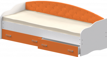 Кровать Софа-7 с мягкой спинкой (800х1900) Белый/Оранжевый в Жуланке - zhulanka.mebel54.com | фото