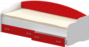 Кровать Софа-8 с мягкой спинкой (900х2000) Белый/Красный в Жуланке - zhulanka.mebel54.com | фото