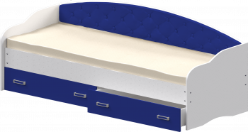 Кровать Софа-8 с мягкой спинкой (900х2000) Белый/Синий в Жуланке - zhulanka.mebel54.com | фото