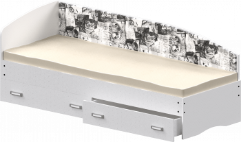 Кровать Софа-9 с мягкой спинкой с рисунком Милана (900х2000) Белый в Жуланке - zhulanka.mebel54.com | фото