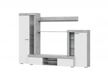 Мебель для гостиной МГС 5 Цемент светлый / Белый в Жуланке - zhulanka.mebel54.com | фото