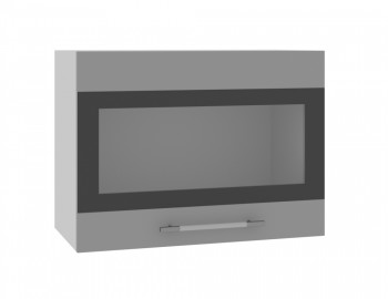 Норд ШВГС 600 Шкаф верхний горизонтальный со стеклом (Софт черный/корпус Белый) в Жуланке - zhulanka.mebel54.com | фото