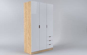 Шкаф 3-х створчатый с ящиками Лофт (Белый/корпус Дуб Сонома) в Жуланке - zhulanka.mebel54.com | фото