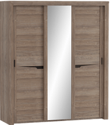 Шкаф трехдверный Соренто с раздвижными дверями Дуб стирлинг/Кофе структурный матовый в Жуланке - zhulanka.mebel54.com | фото
